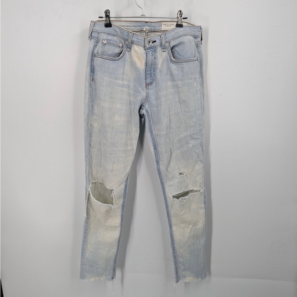 Rag and bone women’s cate Mid rise, ankle skinny light wash, distressed, size 28 - Picture 2 of 7